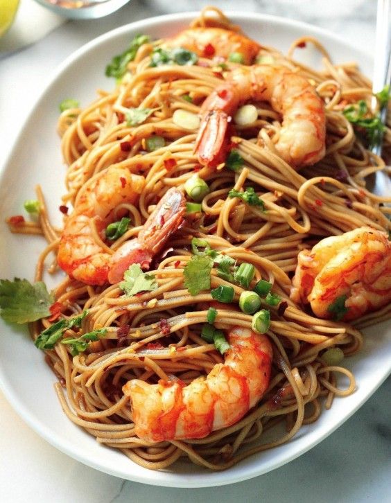 2. Super-Simple Garlic and Shrimp Soba Noodles