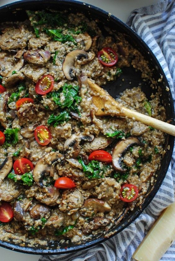 4. Steel-Cut Oats Risotto With Mushrooms and Chicken Sausage