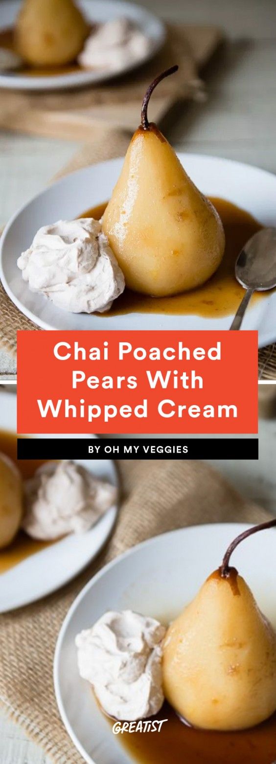 4. Chai Poached Pears With Cinnamon Whipped Cream