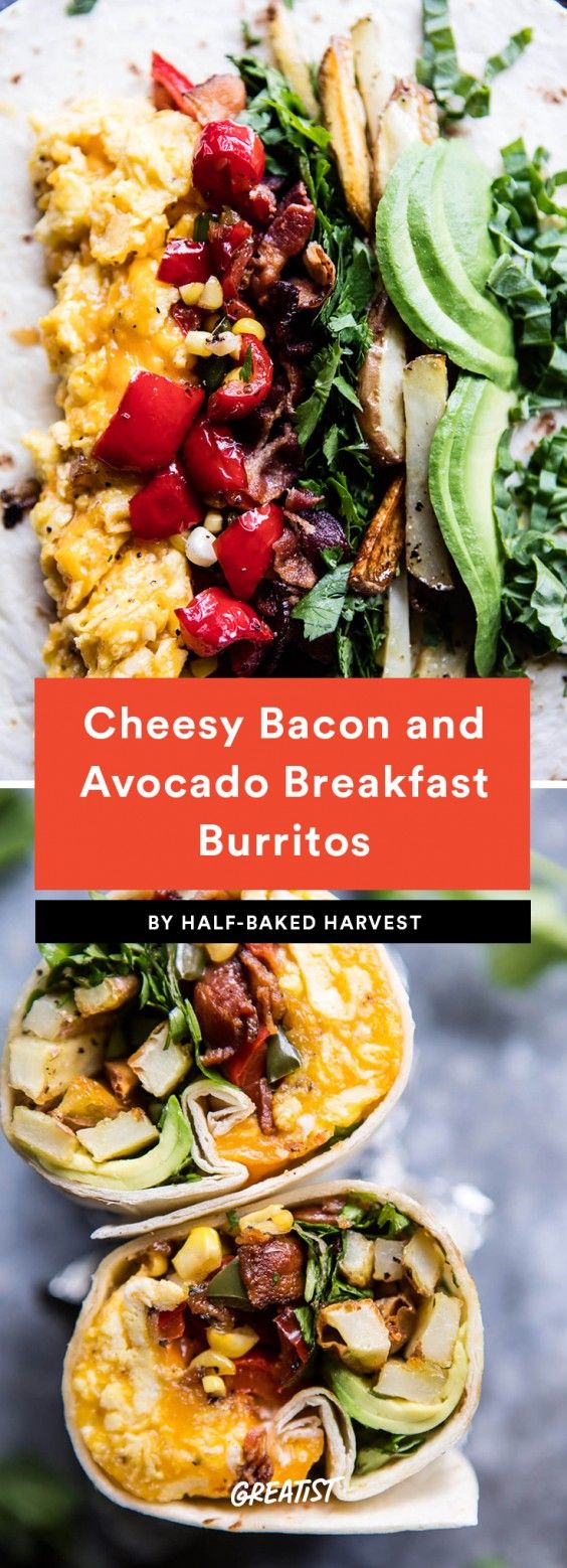 Cheesy Bacon and Avocado Breakfast Burrito Recipe