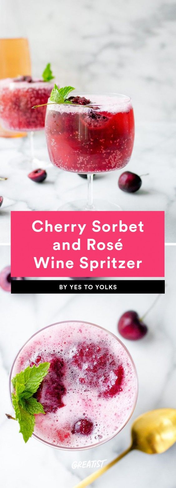 5. Cherry Sorbet and Rosé Wine Spritzer