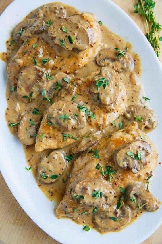 14. Chicken and Mushroom Skillet in a Creamy Asiago and Mustard Sauce