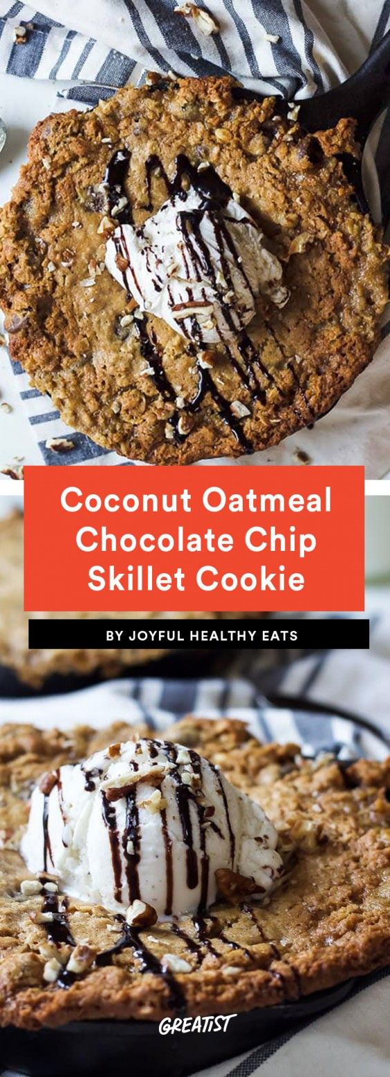 Coconut Oatmeal Chocolate Chip Skillet Cookie Recipe
