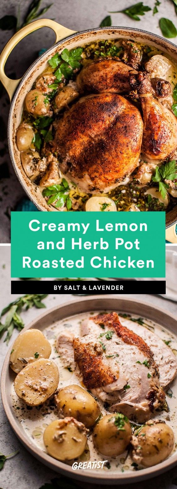 1. Creamy Lemon and Herb Pot Roasted Chicken