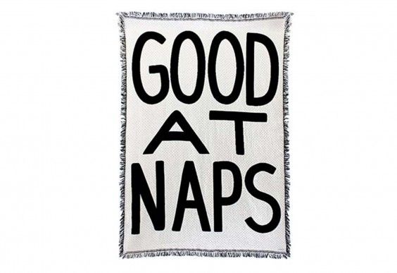 Throw blanket that says &#039;good at naps&#039;