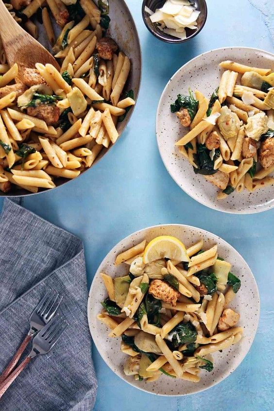 2. One-Pan Cajun Chicken Penne With Artichokes and Lemon