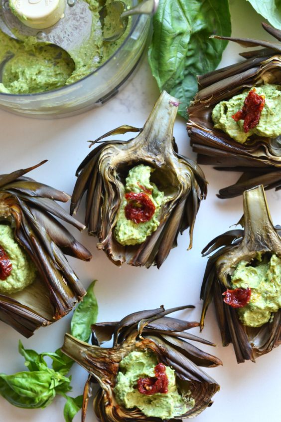 1. Avocado Pesto Roasted Artichokes