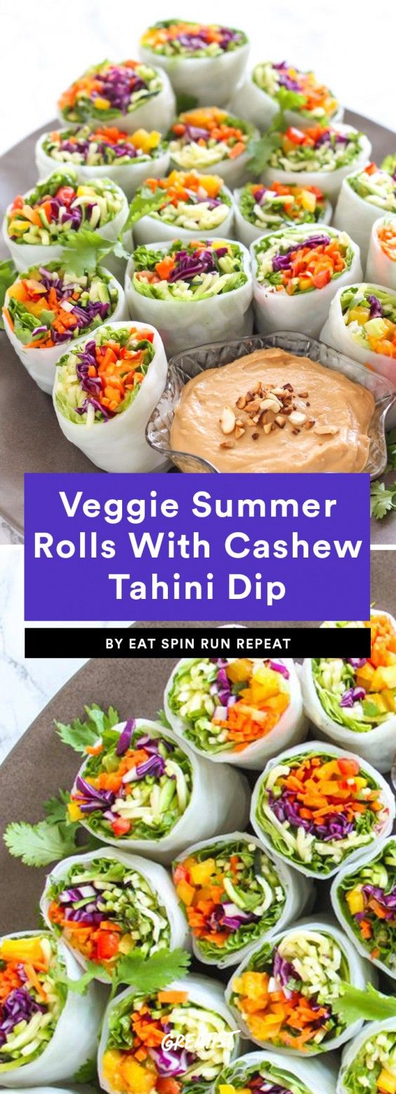 2. Loaded Veggie Summer Rolls With Cashew Tahini Dip
