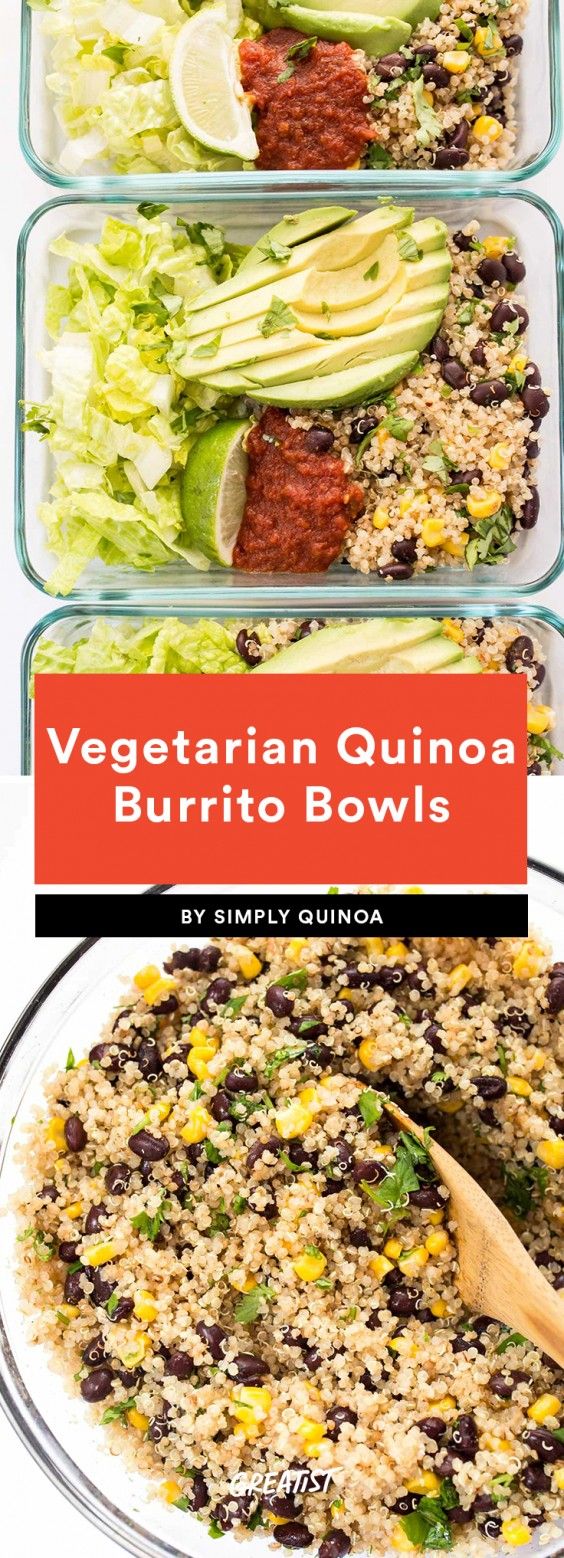 1. Meal-Prep Vegetarian Quinoa Burrito Bowls