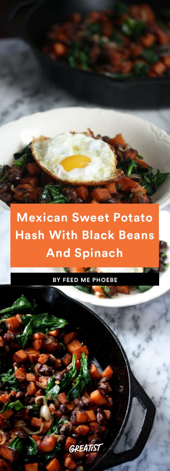 Mexican Sweet Potato Hash With Black Beans and Spinach Recipe