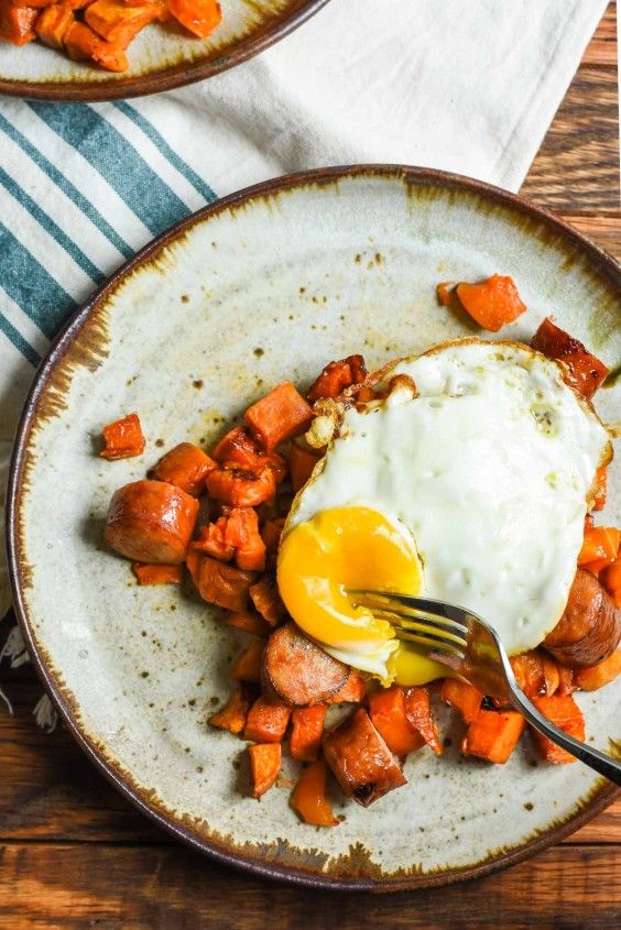 Maple recipes: Maple Roasted Sweet Potato and Chicken Sausage Breakfast Bowls