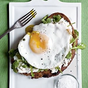 2. Open-Faced Sandwiches with Ricotta, Arugula, and Fried Egg