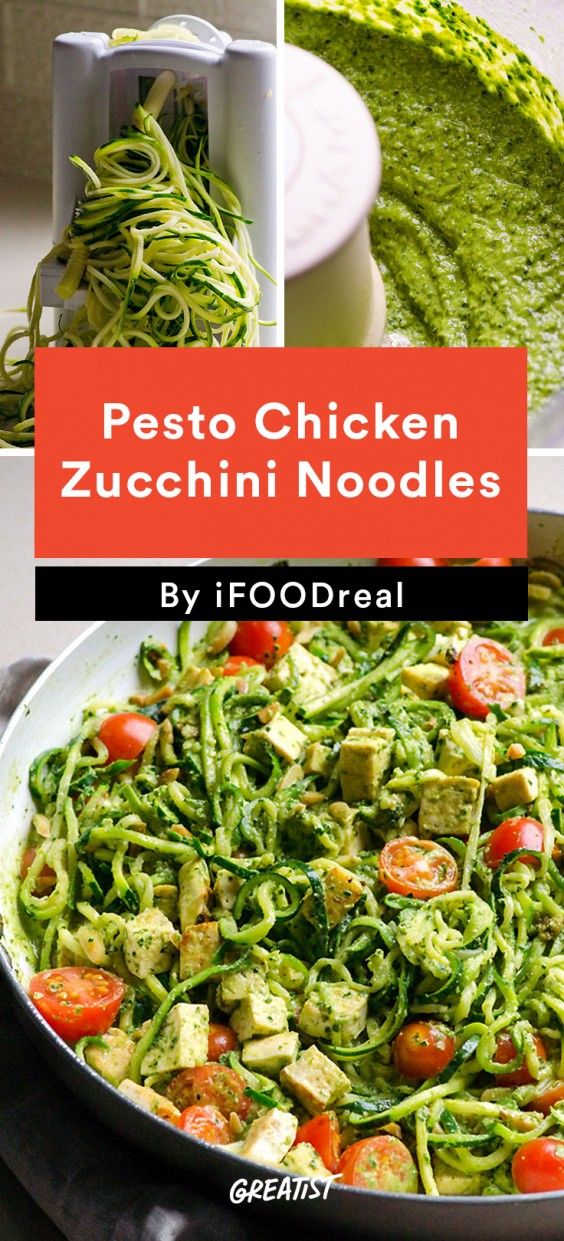 Pesto Chicken Zucchini Noodles