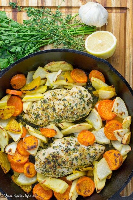 2. One-Pan Garlic Herb Chicken and Winter Vegetables