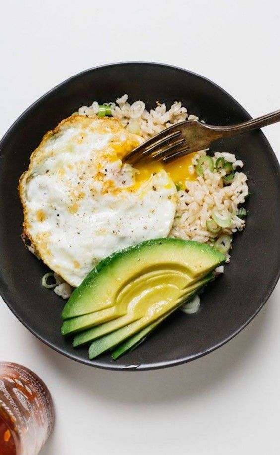 11. Rice Bowl With Fried Egg and Avocado 
