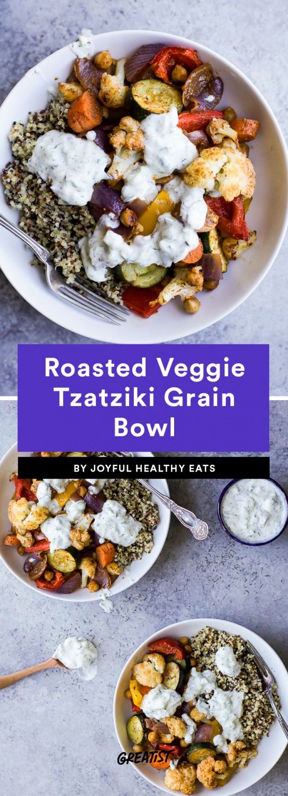 Roasted Veggie Tzatziki Grain Bowl