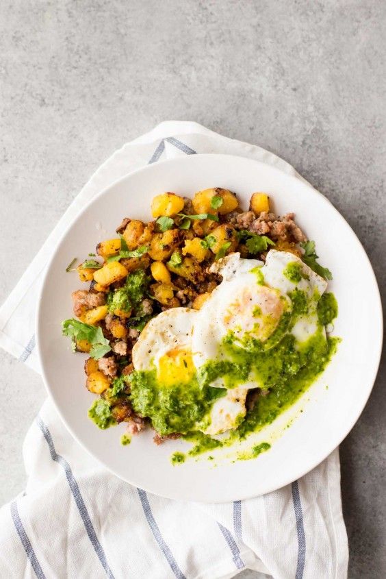 1. 10-Minute Breakfast Hash With Plantains and Chimichurri