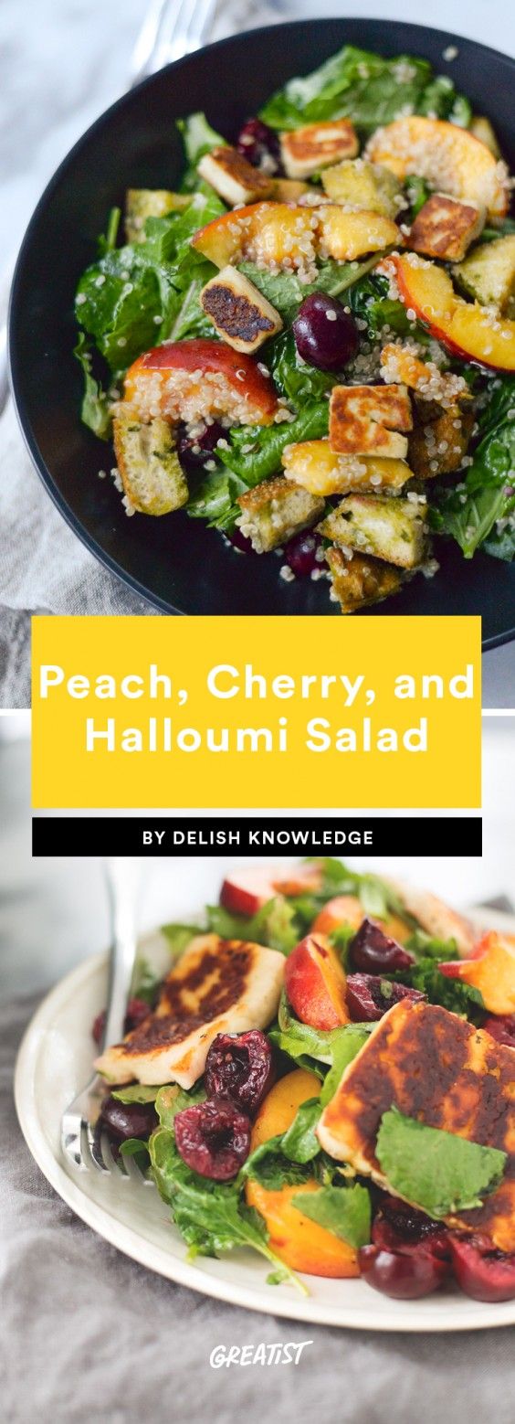 2. Peach, Cherry, and Halloumi Salad