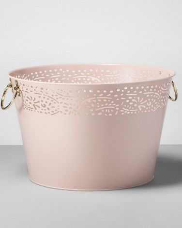 White and Gold Steel Beverage Tub