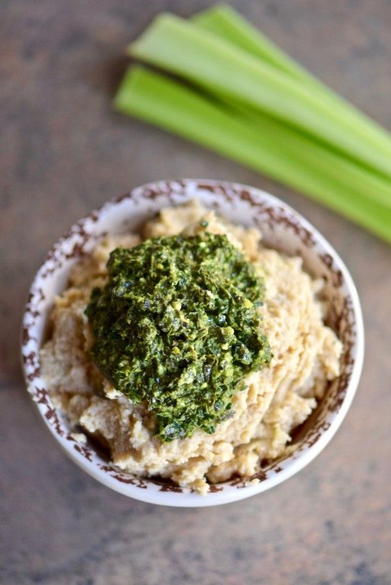 6. Cauliflower Hummus With Kale Pesto