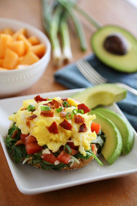 7. Open-Faced Bagel Breakfast Sandwich