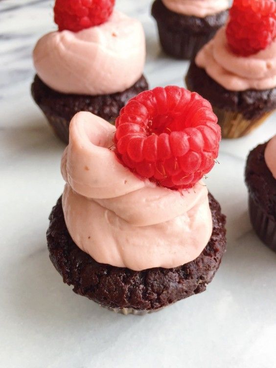 4. Almond Flour Chocolate Cupcakes With Raspberry Coconut Cream