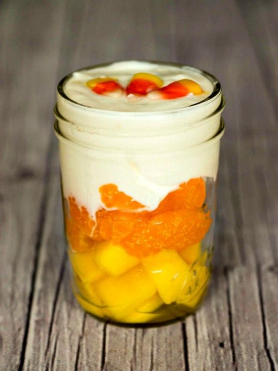 9. Candy Corn Fruit and Yogurt Parfaits