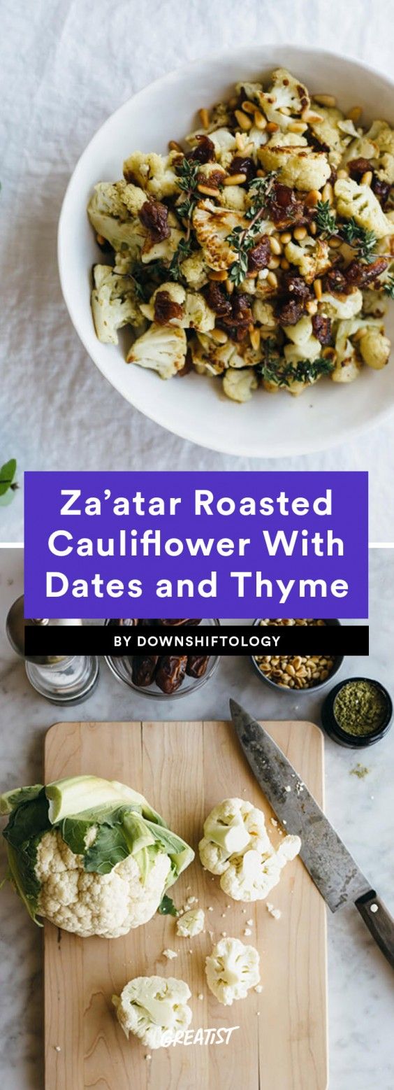 1. Za’atar Roasted Cauliflower With Dates, Pine Nuts, and Thyme