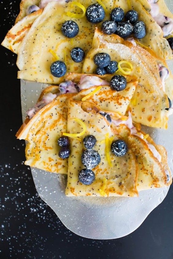 20. Poppy Seed Lemon Crepes With Blueberry Cream Cheese Filler