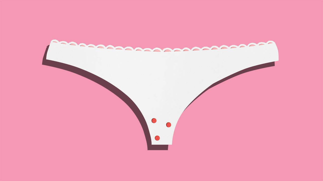 Panties with Menstruation Blood Stain. First Menstrual Period