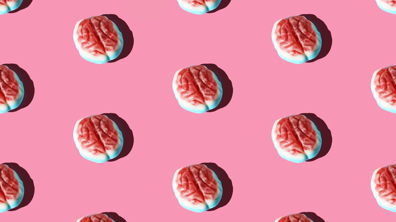 Brain Candy Arranged In A Pattern On A Pink Background