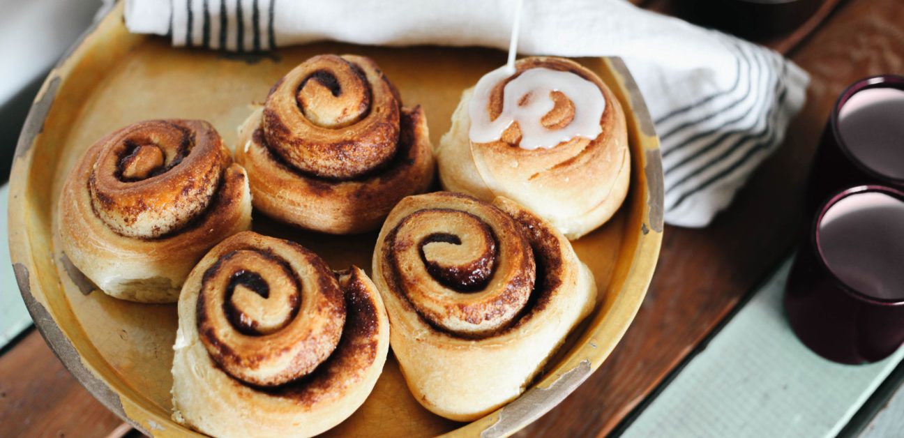 cinnamon rolls drizzled with icing
