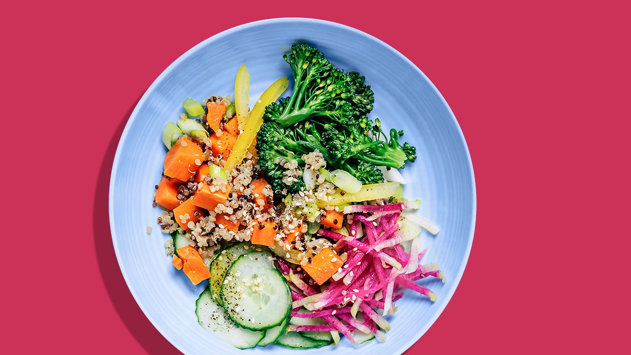 broccoli and quinoa salad on a plate