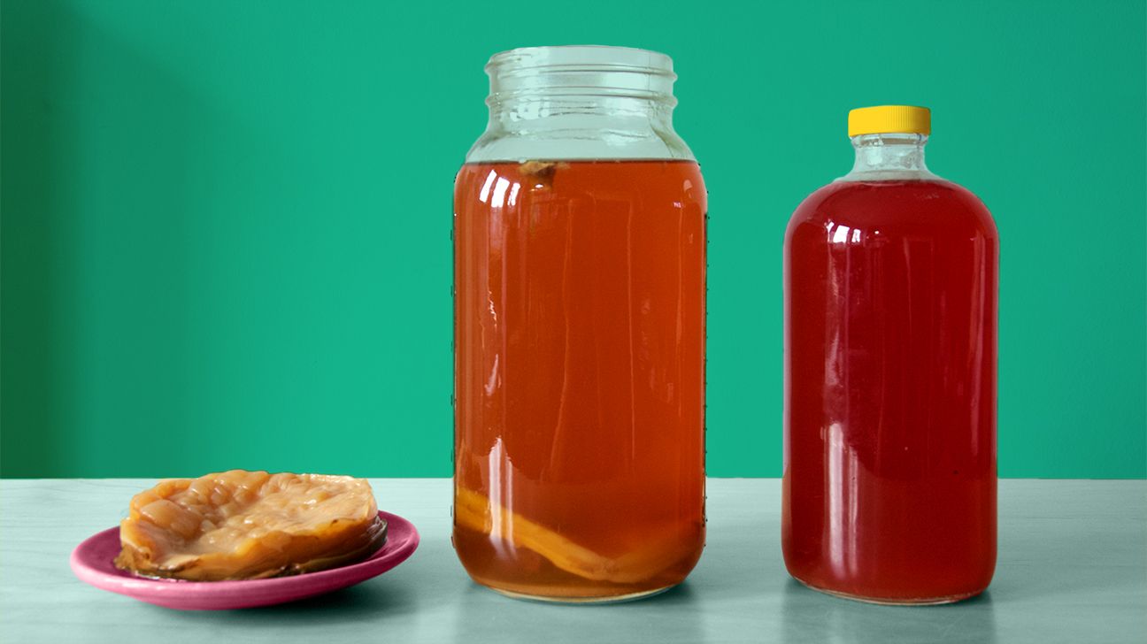 bottles of homemade kombucha