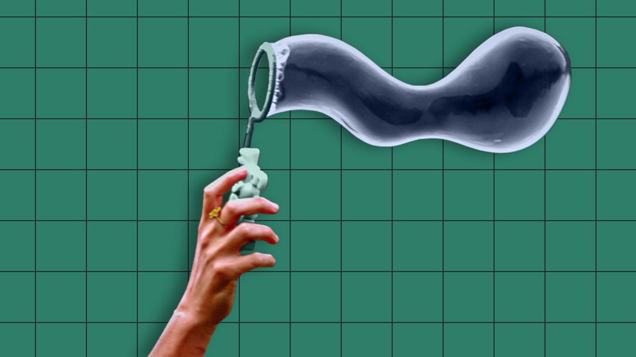 person creating bubble from bubble wand representing condom size header