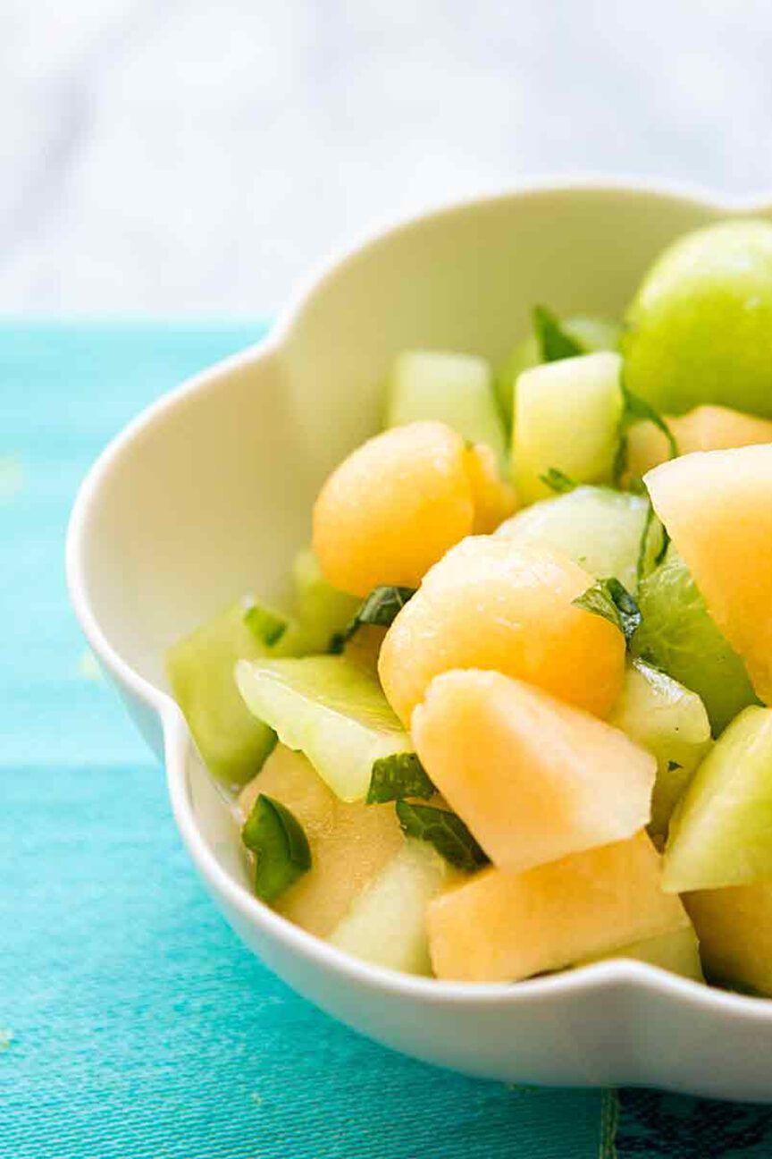melon chili mint salad for a healthy fruit snack