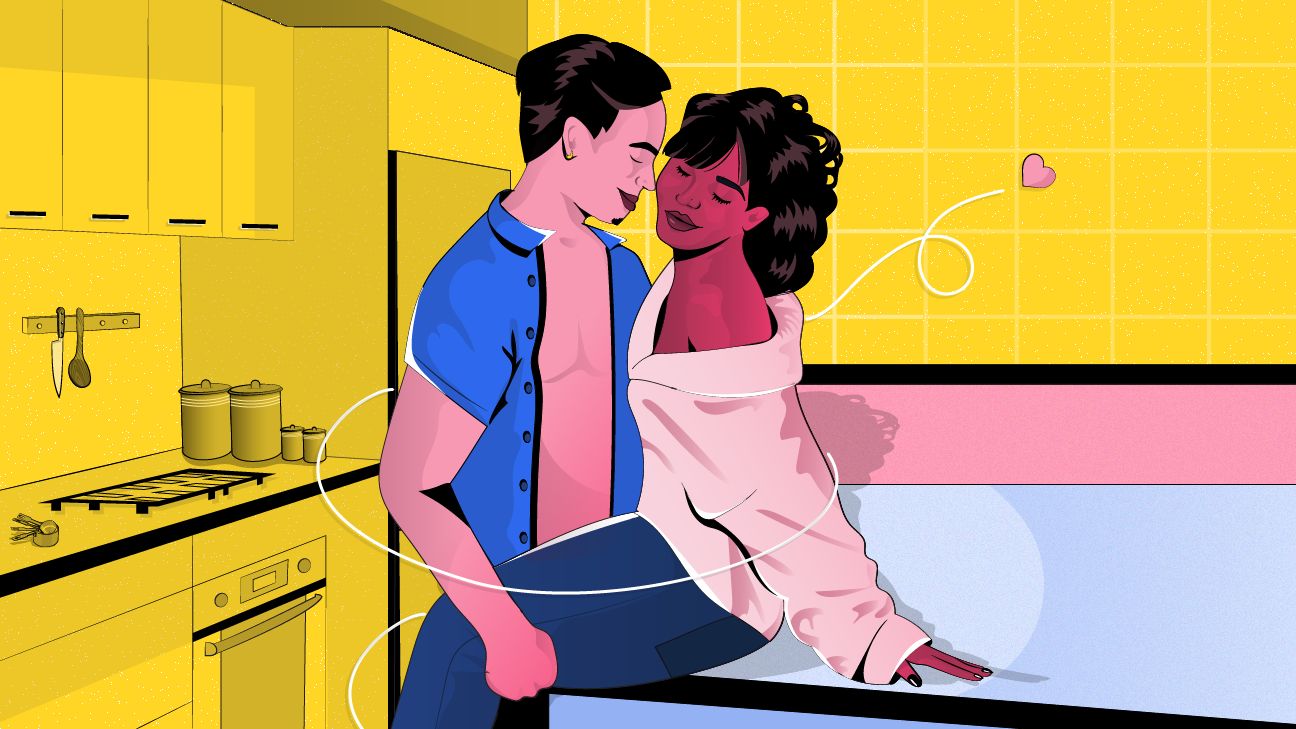 an illustration of a couple having standing sex