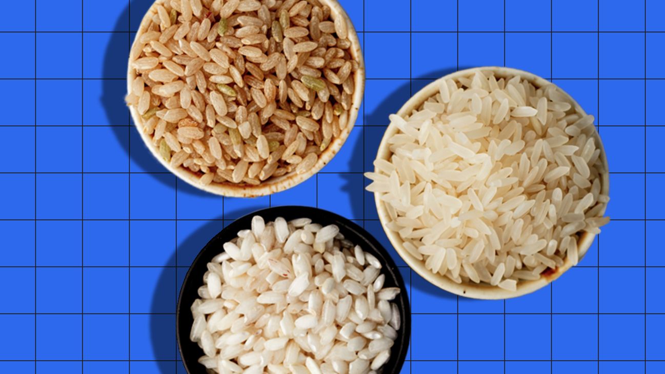 bowls of brown and white rice header
