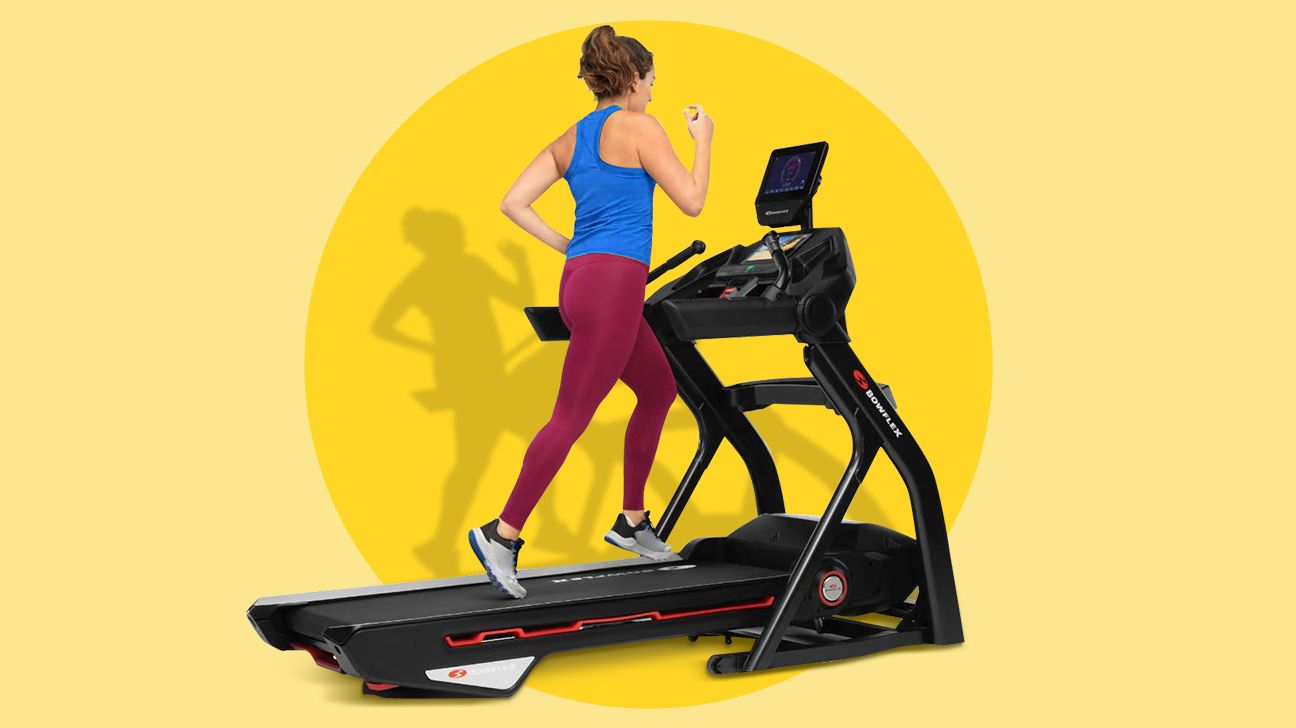 woman running on folding treadmill