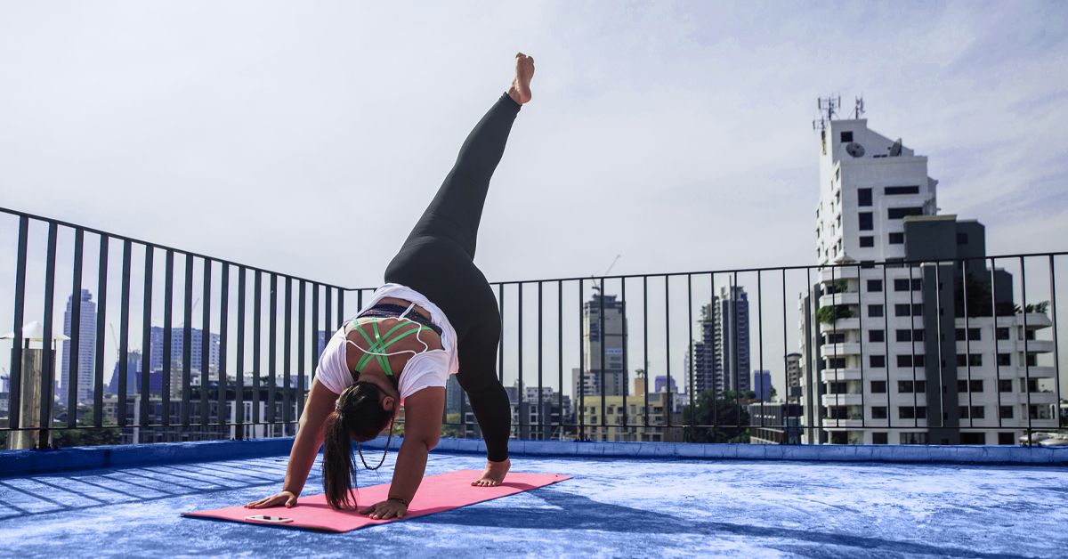 Man practicing yoga doing the 