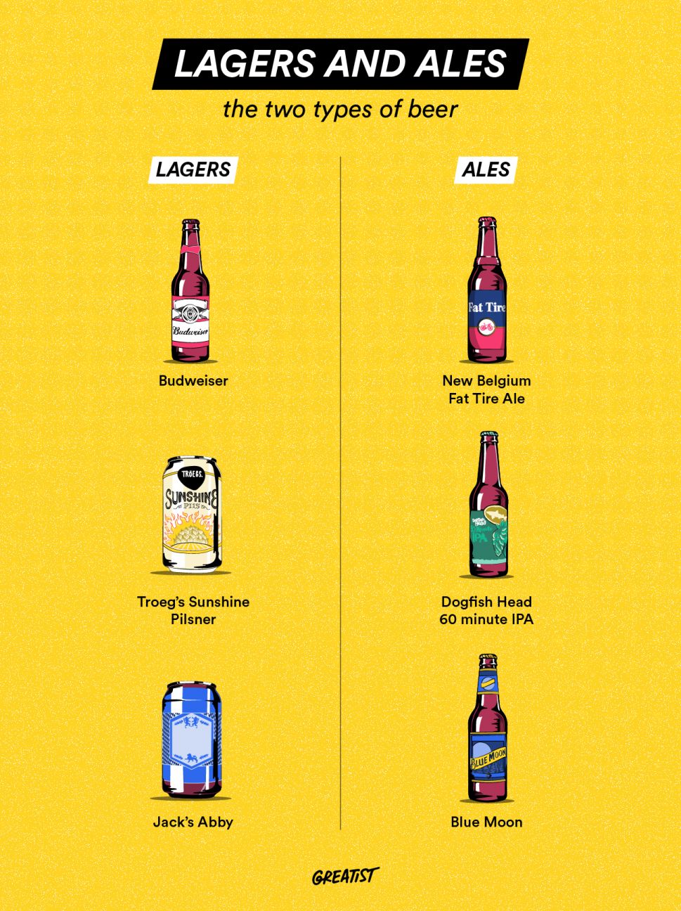 Types of Beer Glasses and Styles of Beer Reference Guide Chart