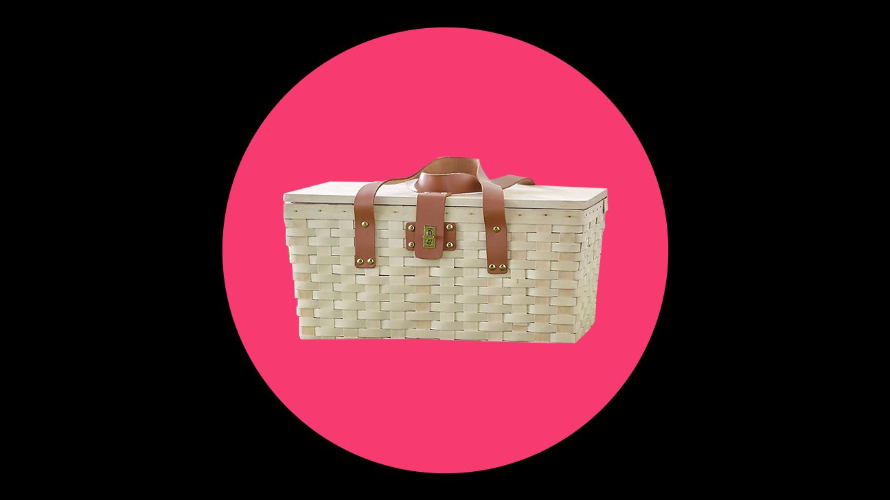 Crate and Barrel wooden picnic basket