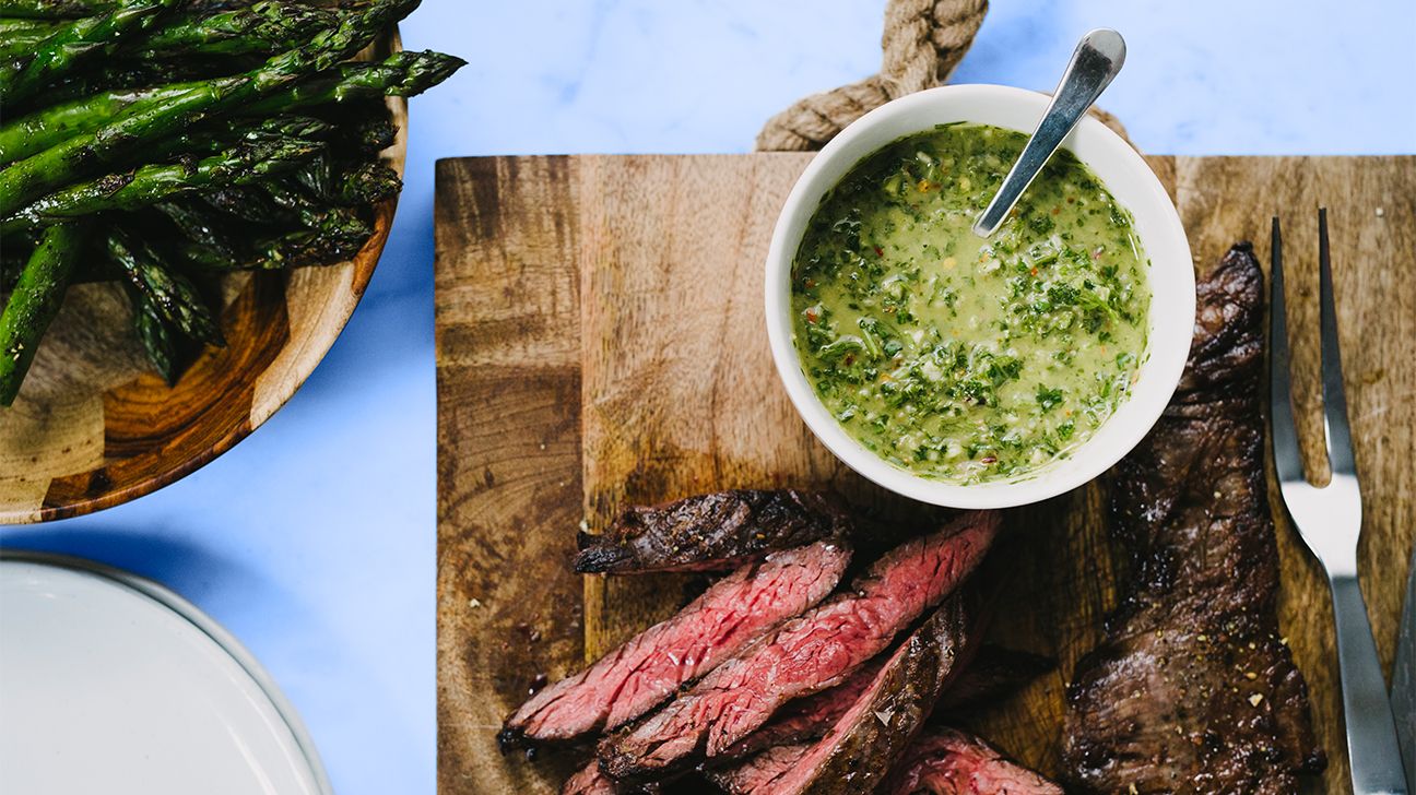 Chimichurri steak and aspargus as a paleo meal