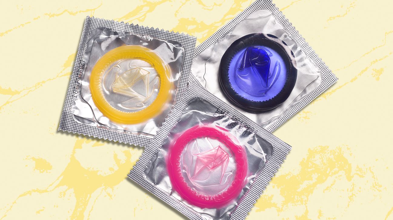 three condoms inside wrappers