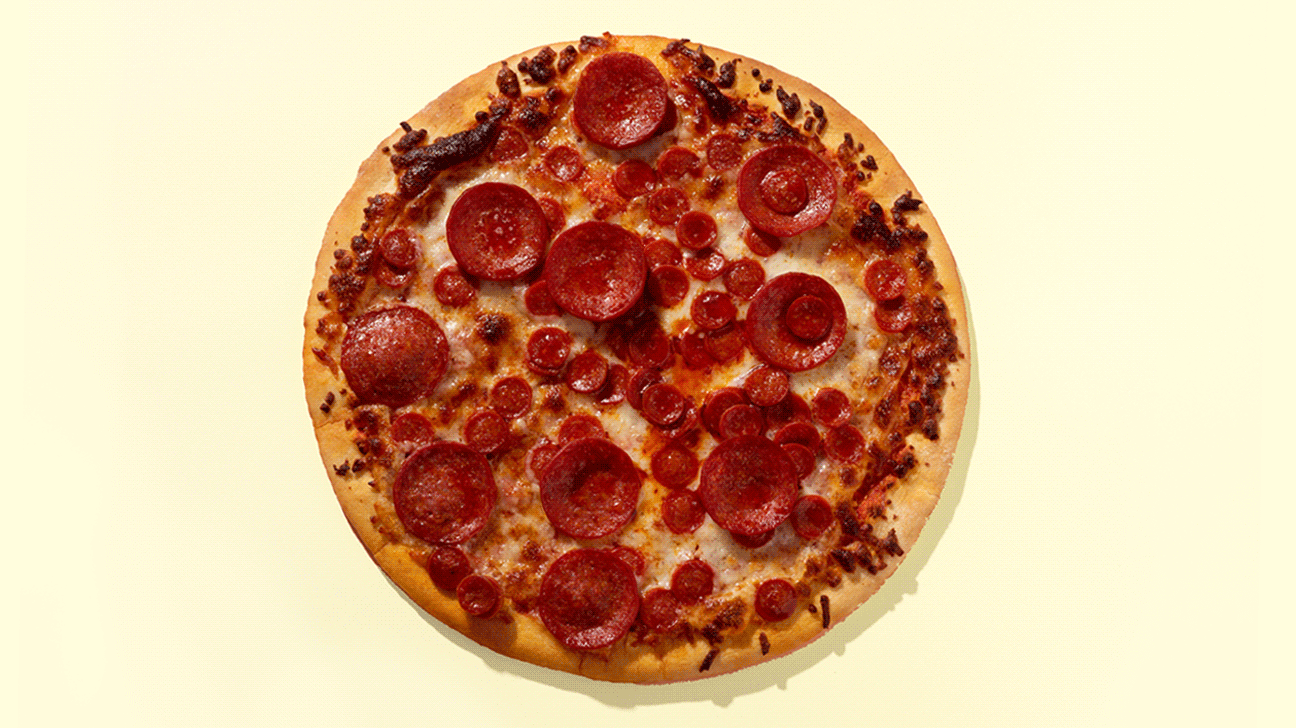 A gif of pizza being narrowed down to one slice