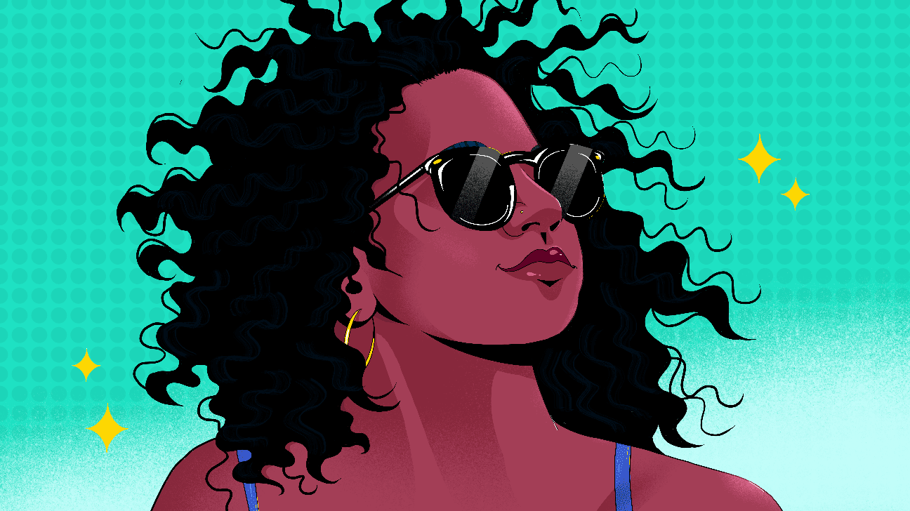 illustrated gif of a person with curly, coily hair