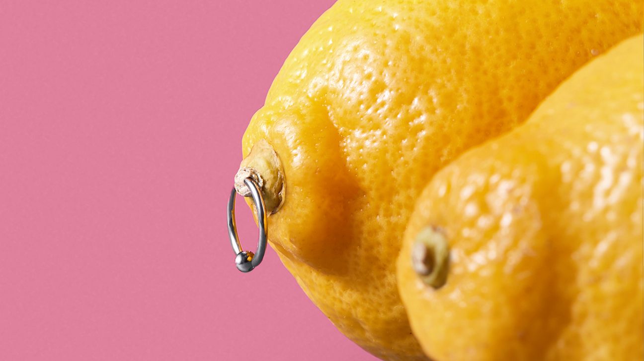 lemon resembling a pierced nipple