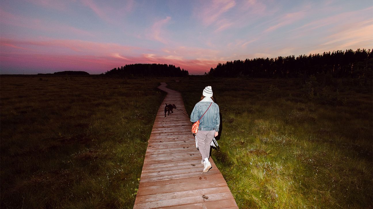 person practicing self-care on a walk