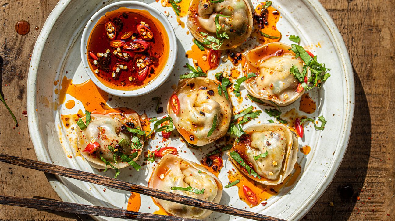 Dumplings with chili oil