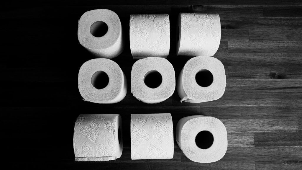 Nine rolls of toilet paper -2.